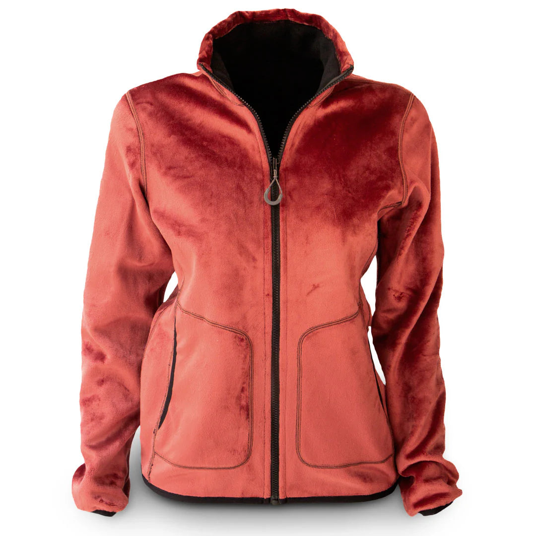 JAQUETA FLEECE TEDDY FEMININA PRETA/ VERMELHA