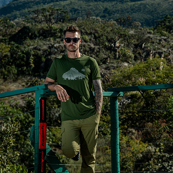 CAMISETA RUNNING MOUNTAIN MASCULINO VERDE MILITAR