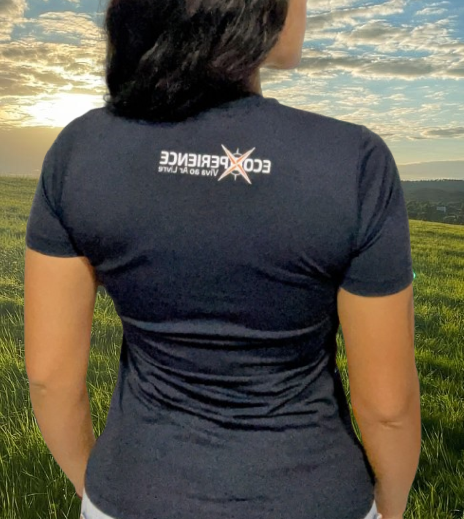 CAMISETA BABY LOOK FEMININA ECOXPERIENCE MANGA CURTA PRETA
