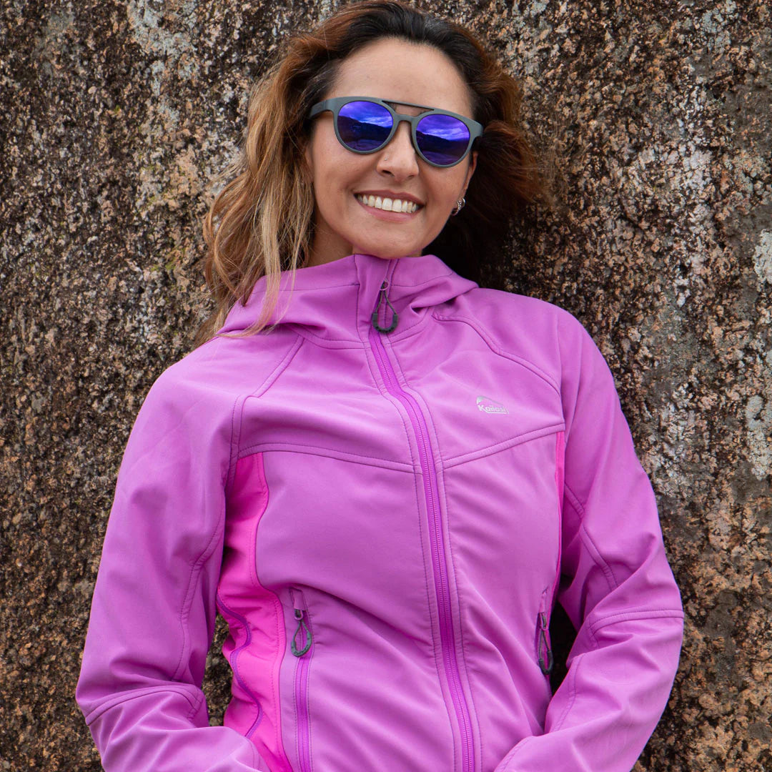 JAQUETA SOFTSHELL COM CAPUZ ASPEN FEM. ROXA