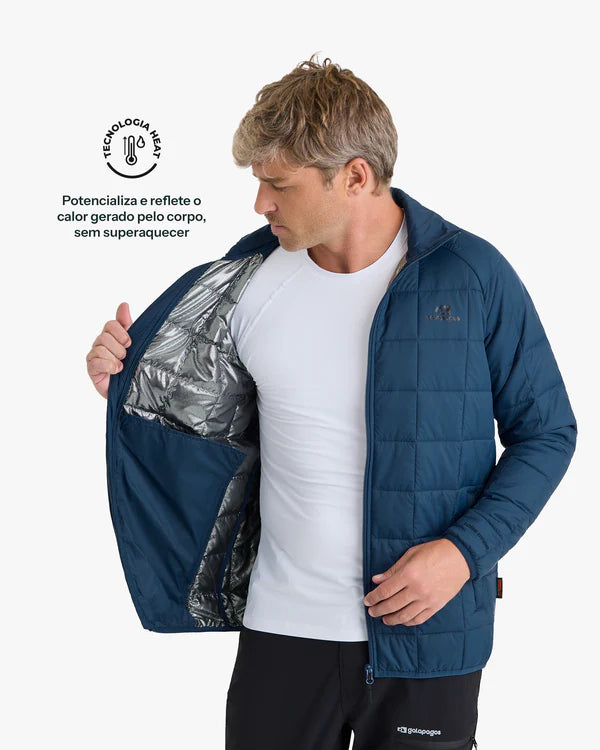 Jaqueta Puffer Galapagos Ibex Thermolite Heat Masculino Azul Marinho