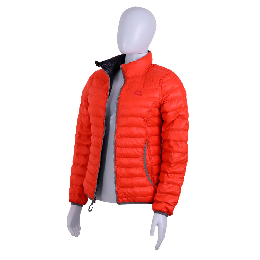JAQUETA PUFFER DUPLA FACE PLUMA GANSO FEM. PRETO/LARANJA ESCURO