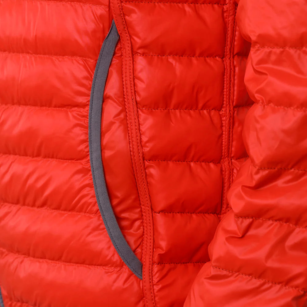 JAQUETA PUFFER DUPLA FACE PLUMA GANSO FEM. PRETO/LARANJA ESCURO