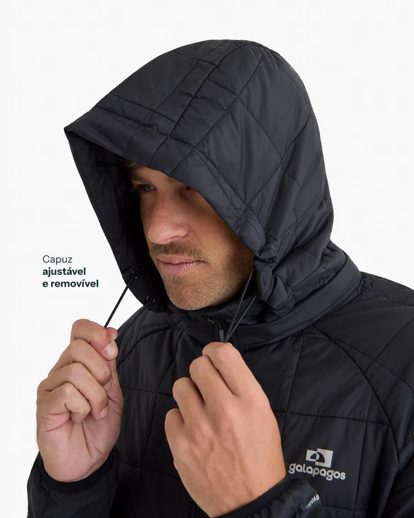 Jaqueta Puffer Galapagos Ibex Thermolite Heat Masculino Preto