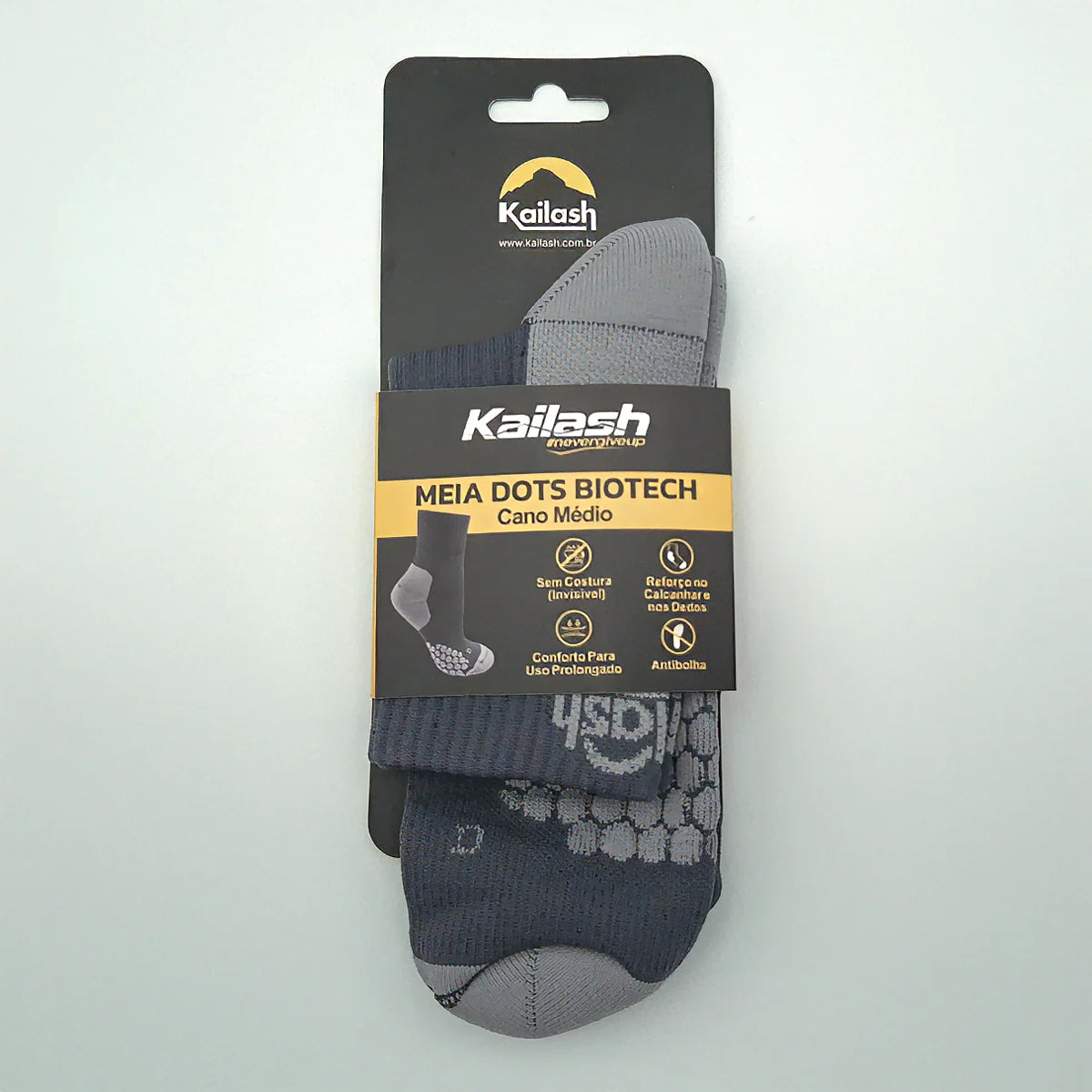 MEIA CANO MEDIO DOTS BIOTECH UNISEX CHUMBO/CINZA