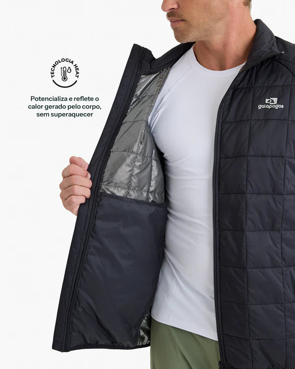 Jaqueta Puffer Galapagos Ibex Thermolite Heat Masculino Preto