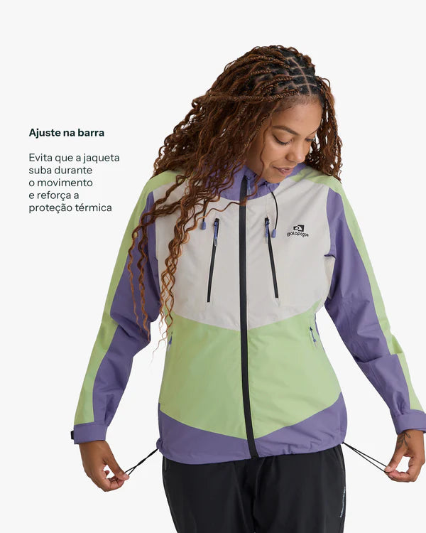 Jaqueta Impermeável Galapagos Darwin Evolution 2.0 Feminina Lavanda e Verde