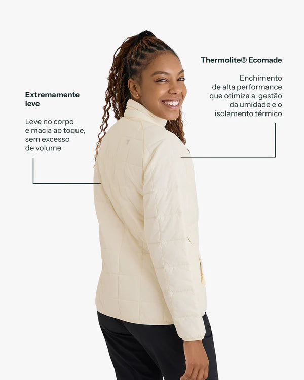 Jaqueta Puffer Galapagos Ibex Thermolite Heat Feminino Off White