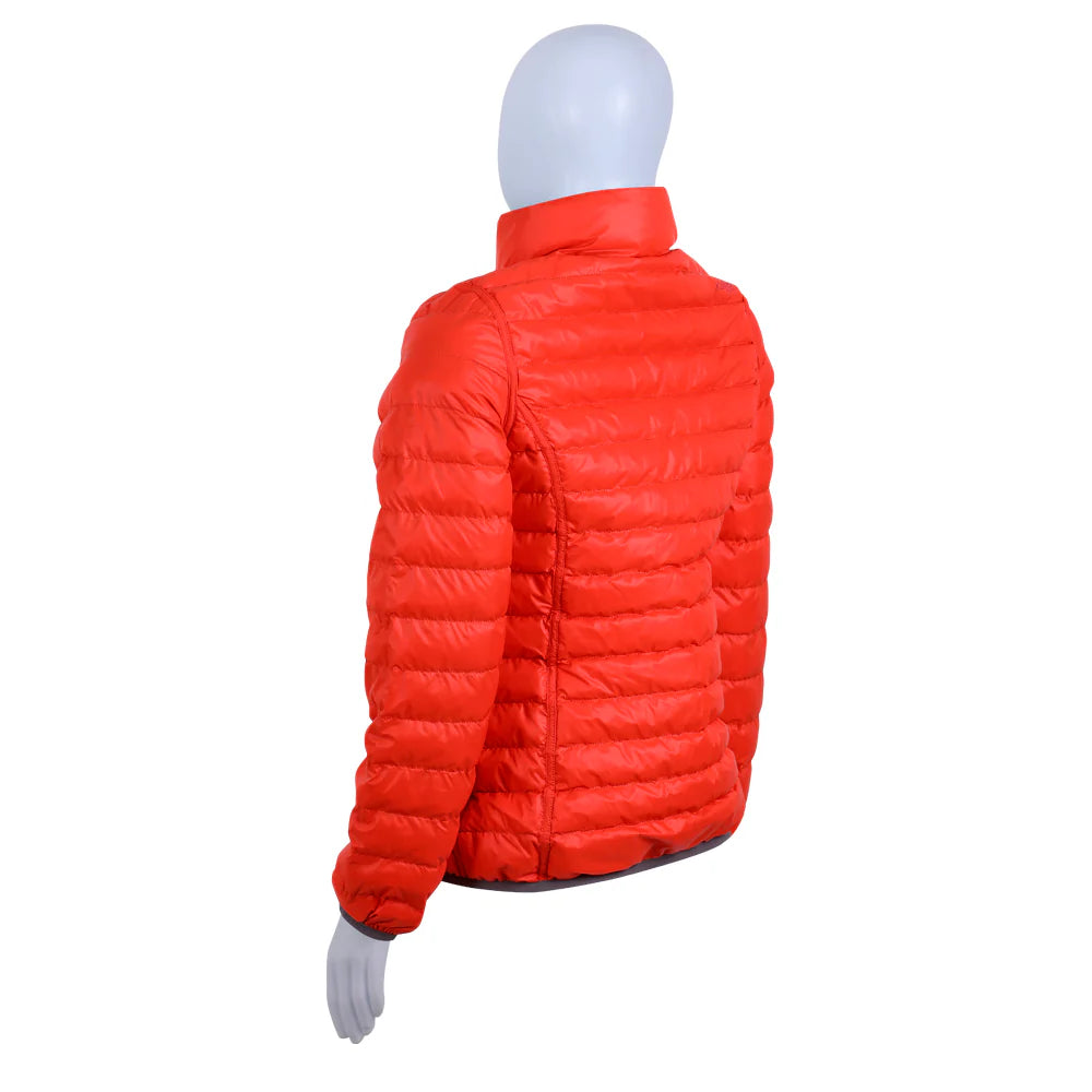 JAQUETA PUFFER DUPLA FACE PLUMA GANSO FEM. PRETO/LARANJA ESCURO