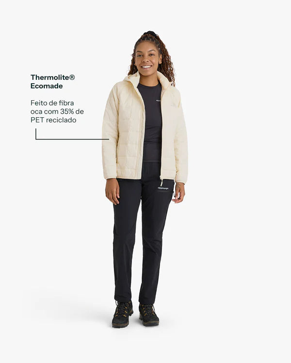 Jaqueta Puffer Galapagos Ibex Thermolite Heat Feminino Off White