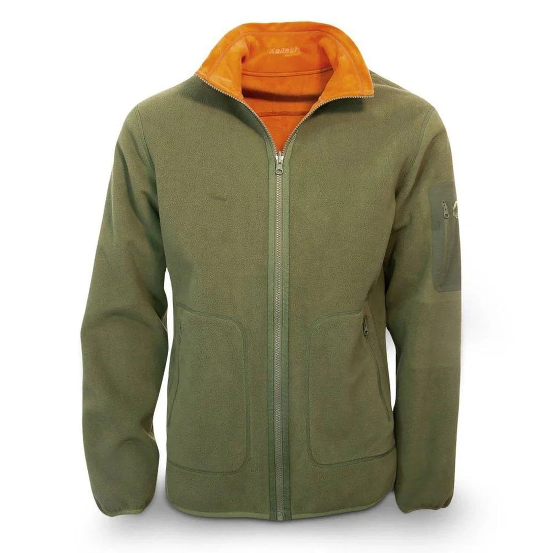 JAQUETA FLEECE TEDDY MASC. VERDE/ LARANJA