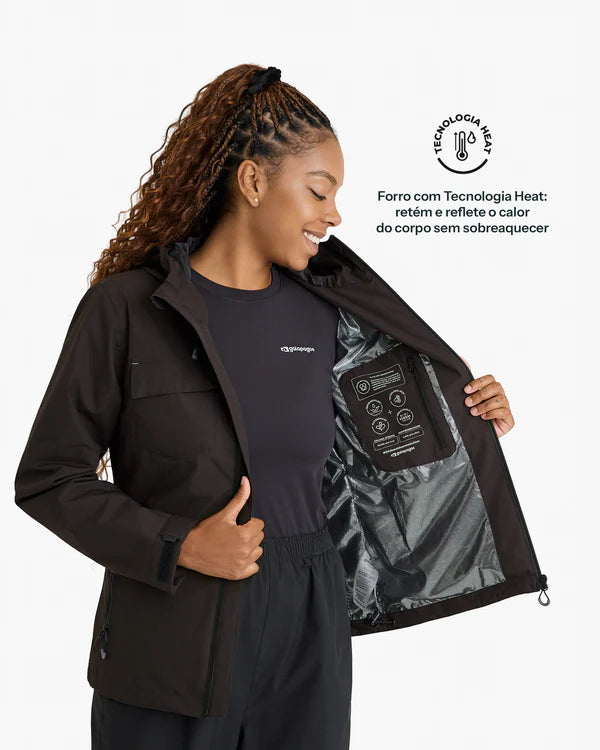 Jaqueta Impermeável Galapagos Darwin Heat Feminina Preto