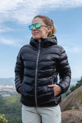 JAQUETA PUFFER DOUBLE PATAGONIA SINTETICA FEMININA PRETO VERDE LIMAO