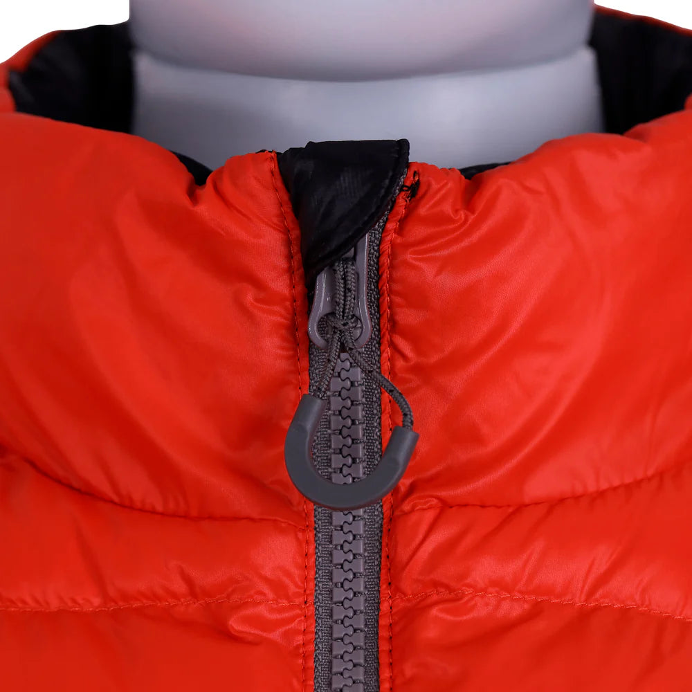 JAQUETA PUFFER DUPLA FACE PLUMA GANSO FEM. PRETO/LARANJA ESCURO
