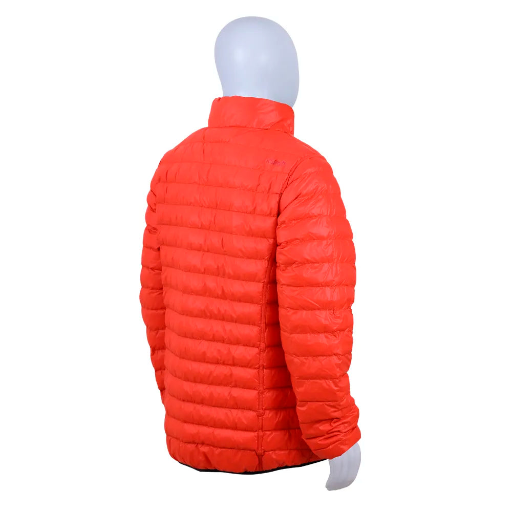 JAQUETA PUFFER DOUBLE PLUMA GANSO MASCULINO PRETO/LARANJA