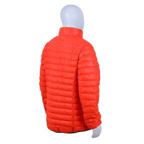 JAQUETA PUFFER DOUBLE PLUMA GANSO MASCULINO PRETO/LARANJA