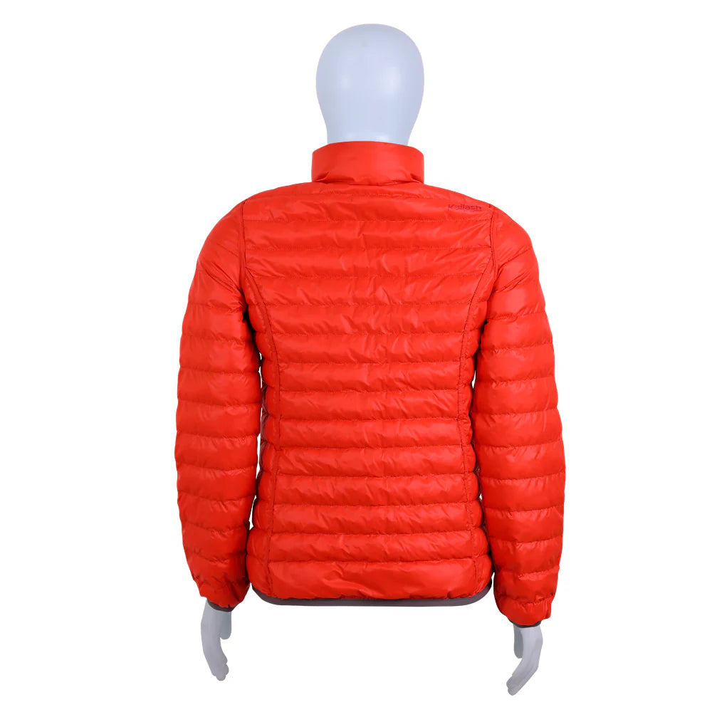 JAQUETA PUFFER DUPLA FACE PLUMA GANSO FEM. PRETO/LARANJA ESCURO