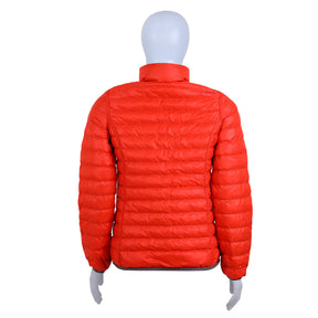 JAQUETA PUFFER DUPLA FACE PLUMA GANSO FEM. PRETO/LARANJA ESCURO