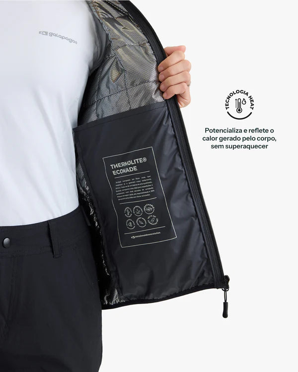 Jaqueta Puffer Galapagos Ibex Thermolite Heat Feminino Preto