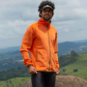 JAQUETA FLEECE TEDDY MASC. VERDE/ LARANJA