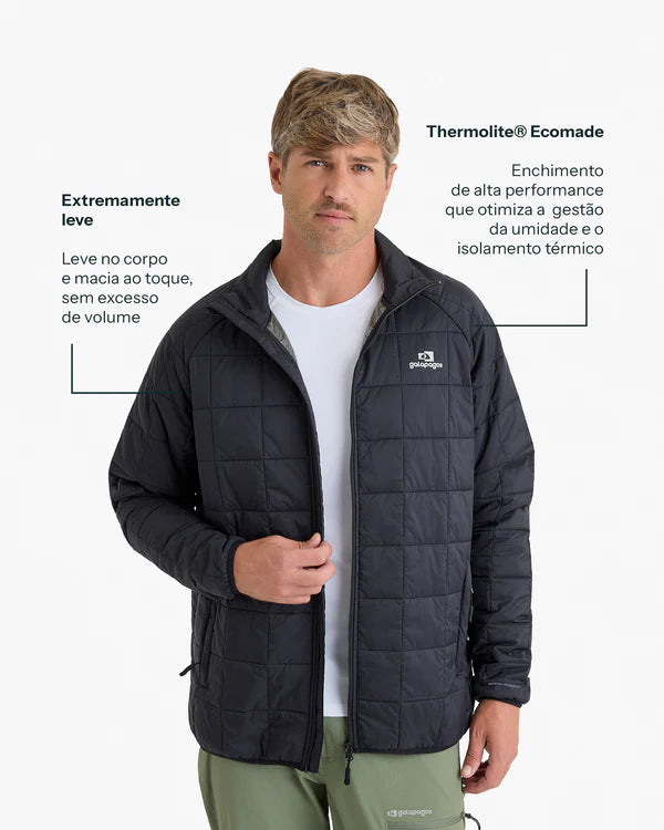 Jaqueta Puffer Galapagos Ibex Thermolite Heat Masculino Preto