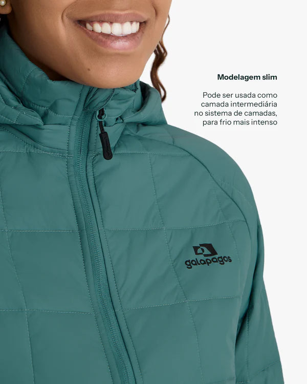 Jaqueta Puffer Galapagos Ibex Thermolite Heat Feminino Verde