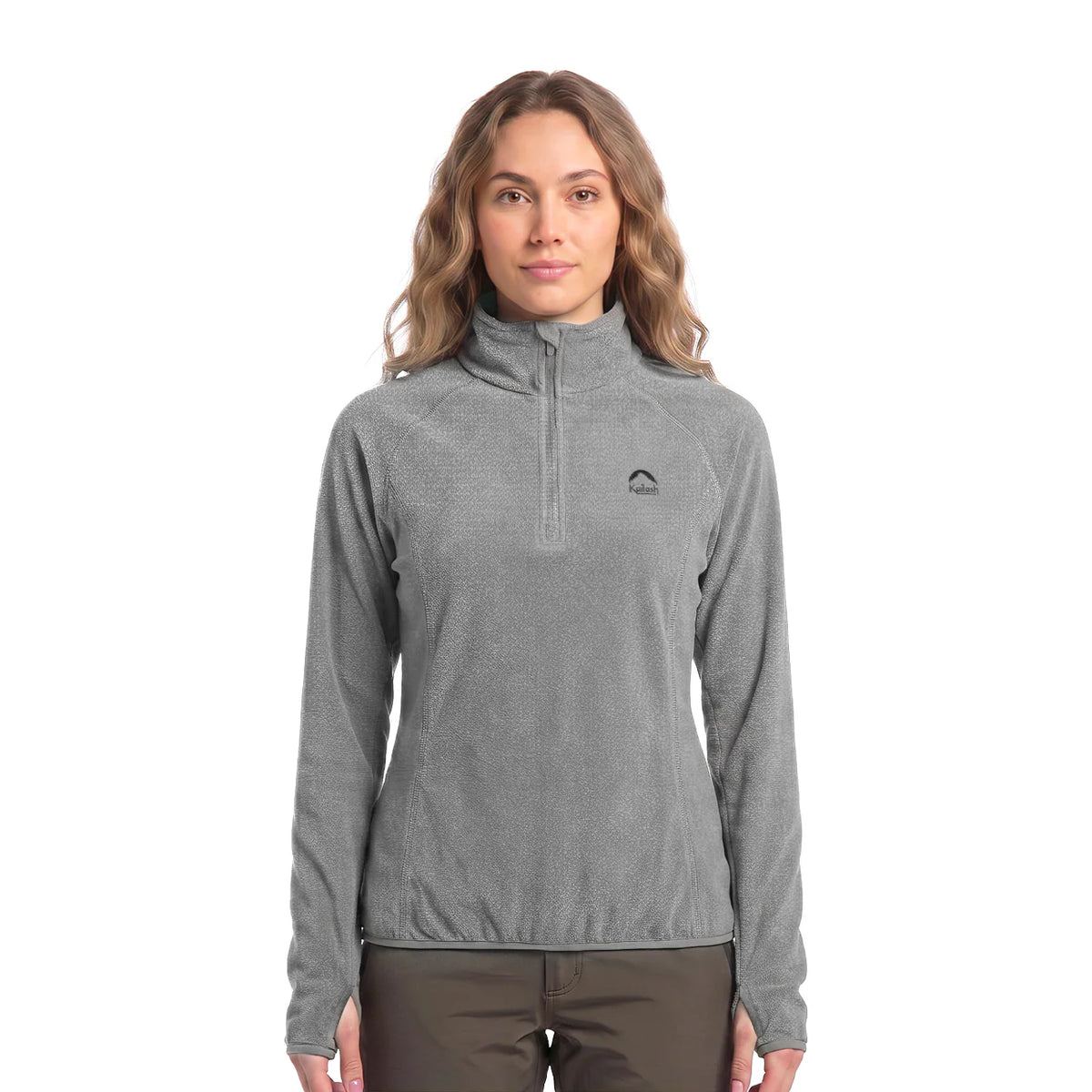 JAQUETA FLEECE CHAMONIX 1/2 ZIPER XLITE CINZA FEMININO KAILASH