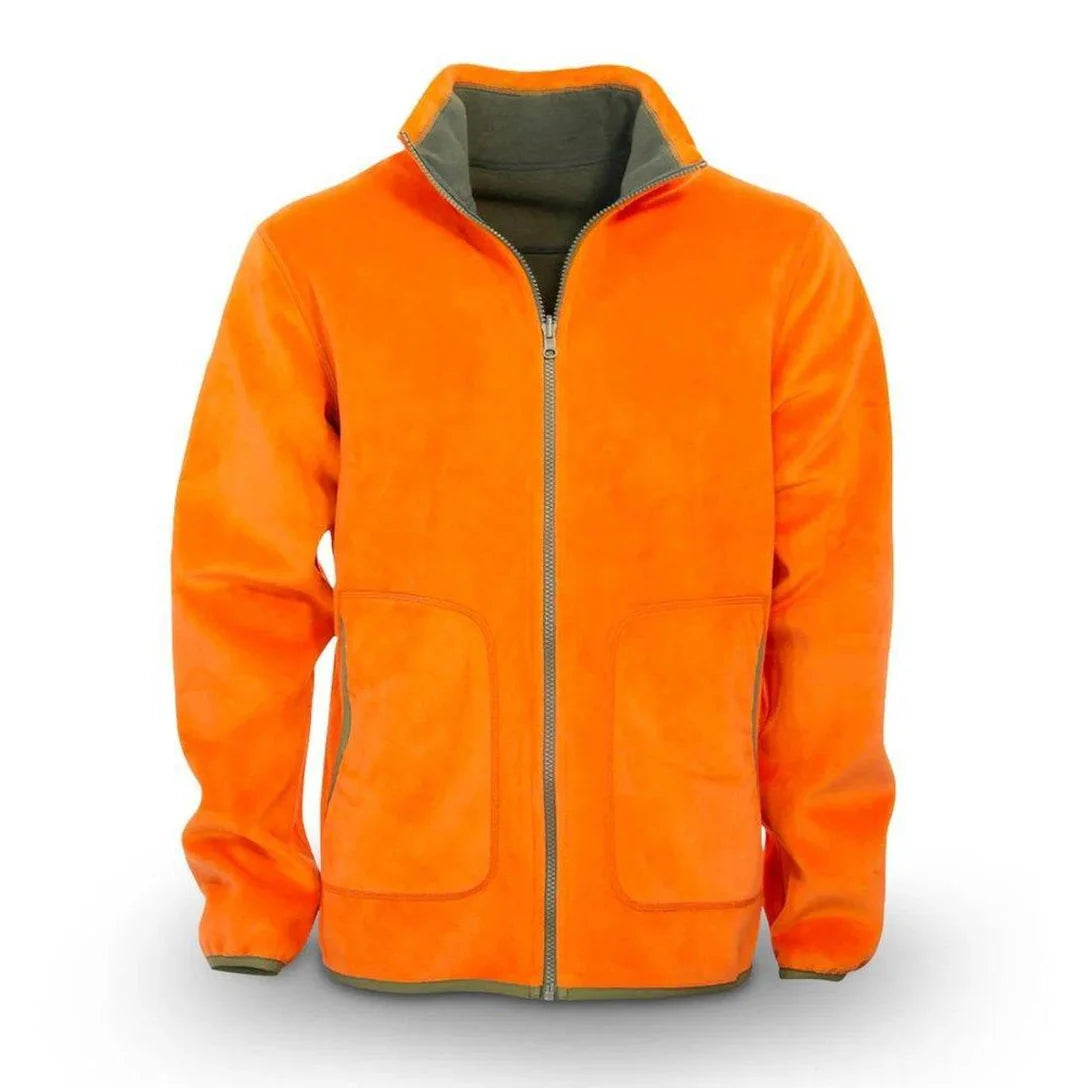 JAQUETA FLEECE TEDDY MASC. VERDE/ LARANJA