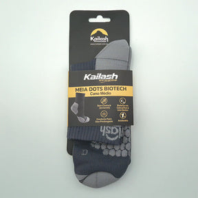 MEIA CANO MEDIO DOTS BIOTECH UNISEX CHUMBO/CINZA