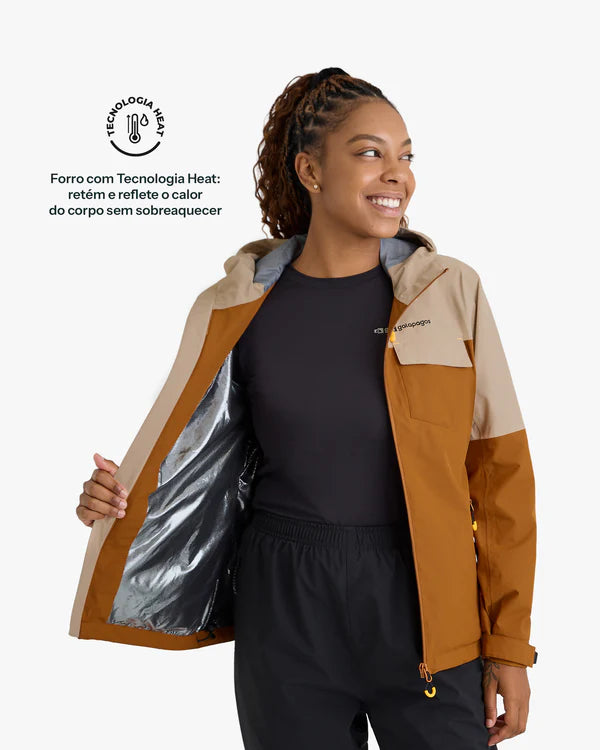 Jaqueta Impermeável Galapagos Darwin Heat Feminino Terracota