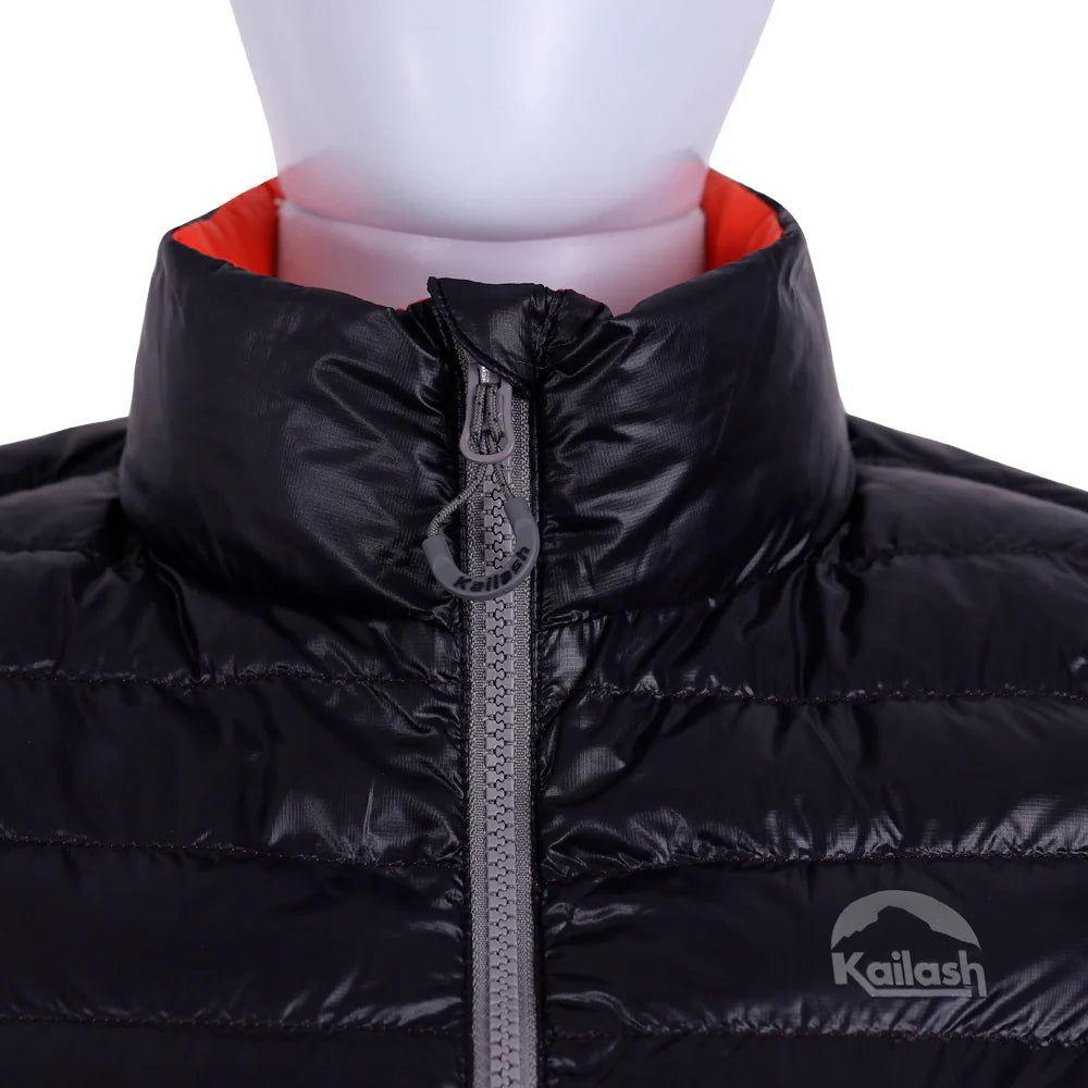 JAQUETA PUFFER DUPLA FACE PLUMA GANSO FEM. PRETO/LARANJA ESCURO