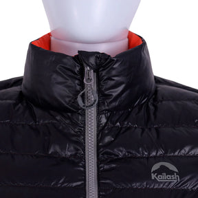 JAQUETA PUFFER DUPLA FACE PLUMA GANSO FEM. PRETO/LARANJA ESCURO