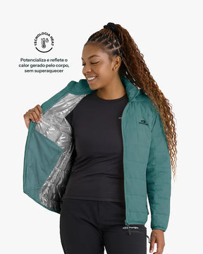 Jaqueta Puffer Galapagos Ibex Thermolite Heat Feminino Verde