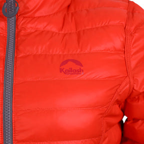 JAQUETA PUFFER DUPLA FACE PLUMA GANSO FEM. PRETO/LARANJA ESCURO