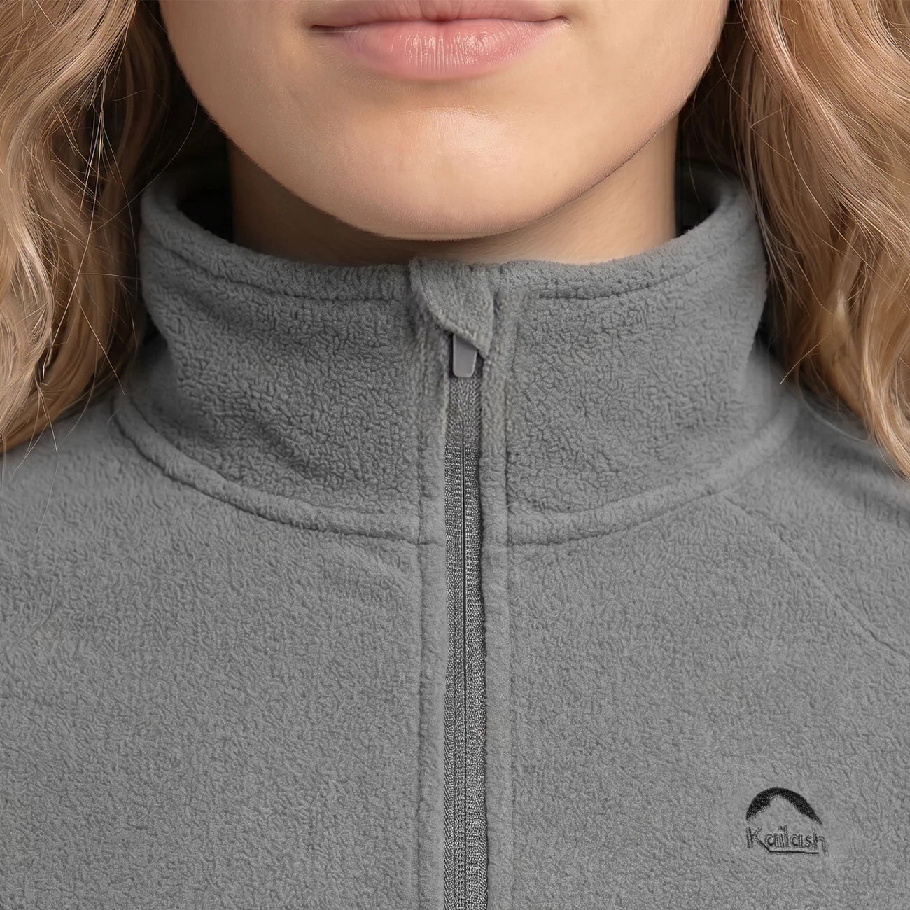 JAQUETA FLEECE CHAMONIX 1/2 ZIPER XLITE CINZA FEMININO KAILASH