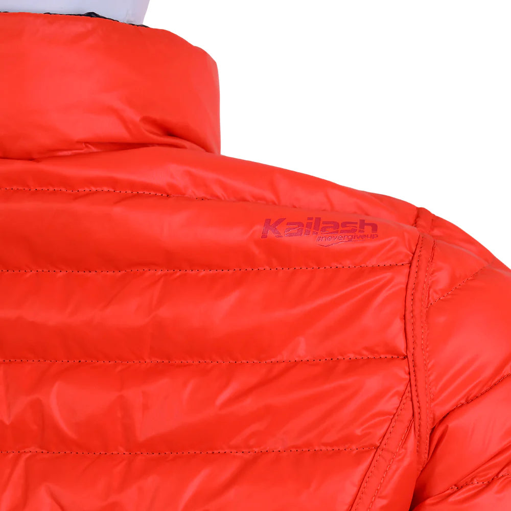 JAQUETA PUFFER DUPLA FACE PLUMA GANSO FEM. PRETO/LARANJA ESCURO