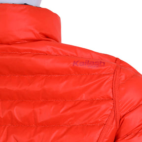 JAQUETA PUFFER DUPLA FACE PLUMA GANSO FEM. PRETO/LARANJA ESCURO