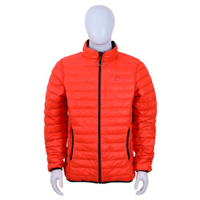 JAQUETA PUFFER DOUBLE PLUMA GANSO MASCULINO PRETO/LARANJA