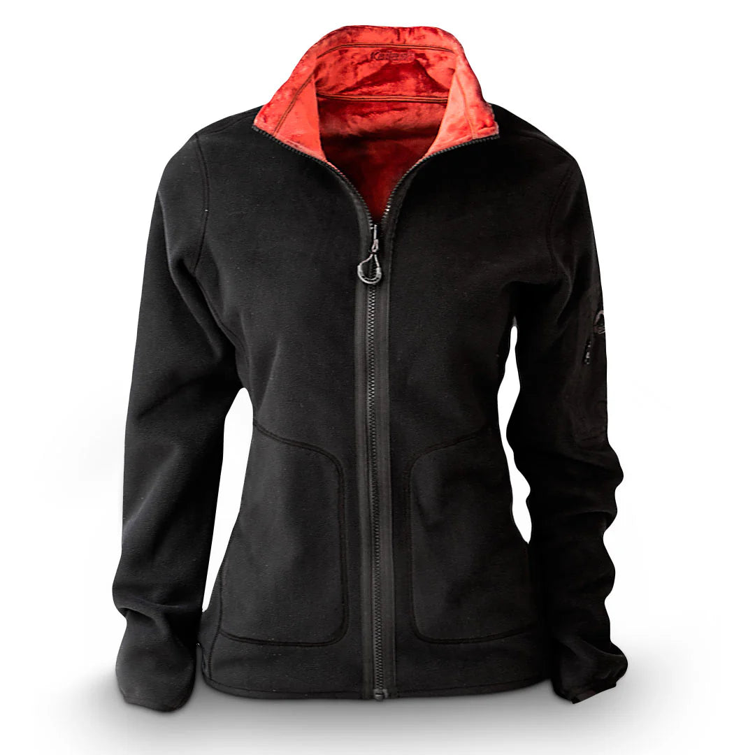 JAQUETA FLEECE TEDDY FEMININO PRETA/ VERMELHA