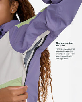 Jaqueta Impermeável Galapagos Darwin Evolution 2.0 Feminina Lavanda e Verde
