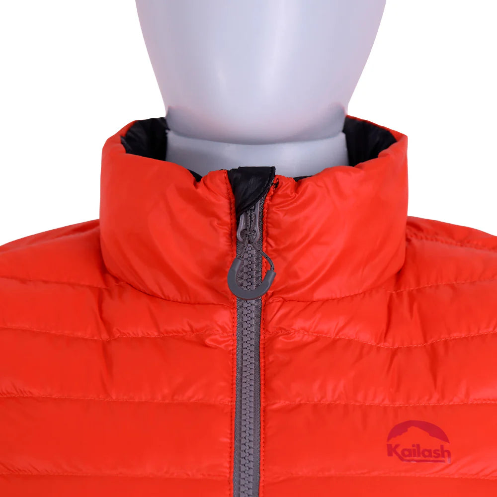 JAQUETA PUFFER DUPLA FACE PLUMA GANSO FEM. PRETO/LARANJA ESCURO